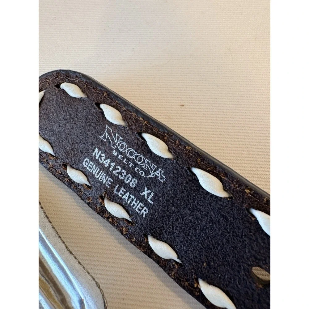 NWT Nocona XL Tooled Leather Western Belt Floral Turquoise Inlay 1.5